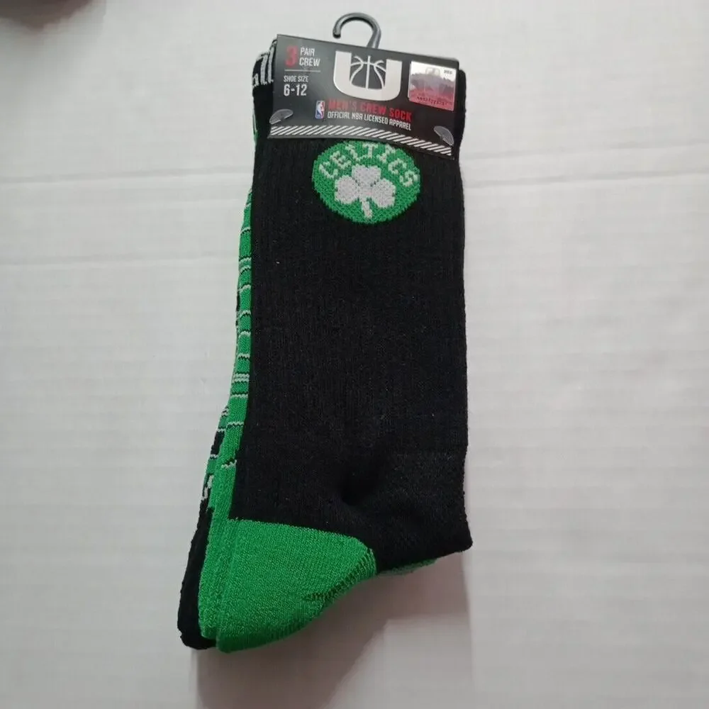 Boston Celtics Official NBA Licensed Apparel Ultra Crew Socks 3‎ Pair Size 6-12